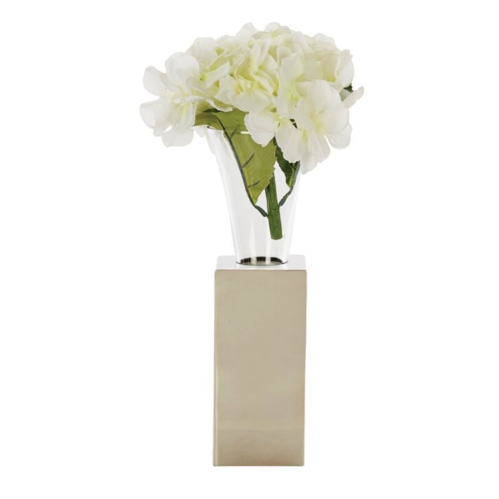 Aidan Gray NIB Floral Element Vase in Nickel and Glass